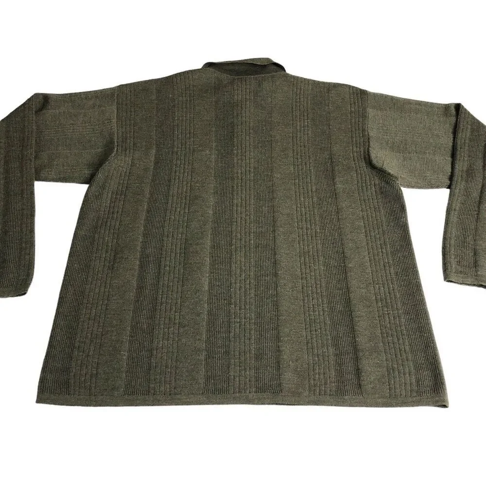 Cezani Sweater Mens Large Green Extra Fine Merino‎ Wool 1/4 Zip Pullover Outdoor